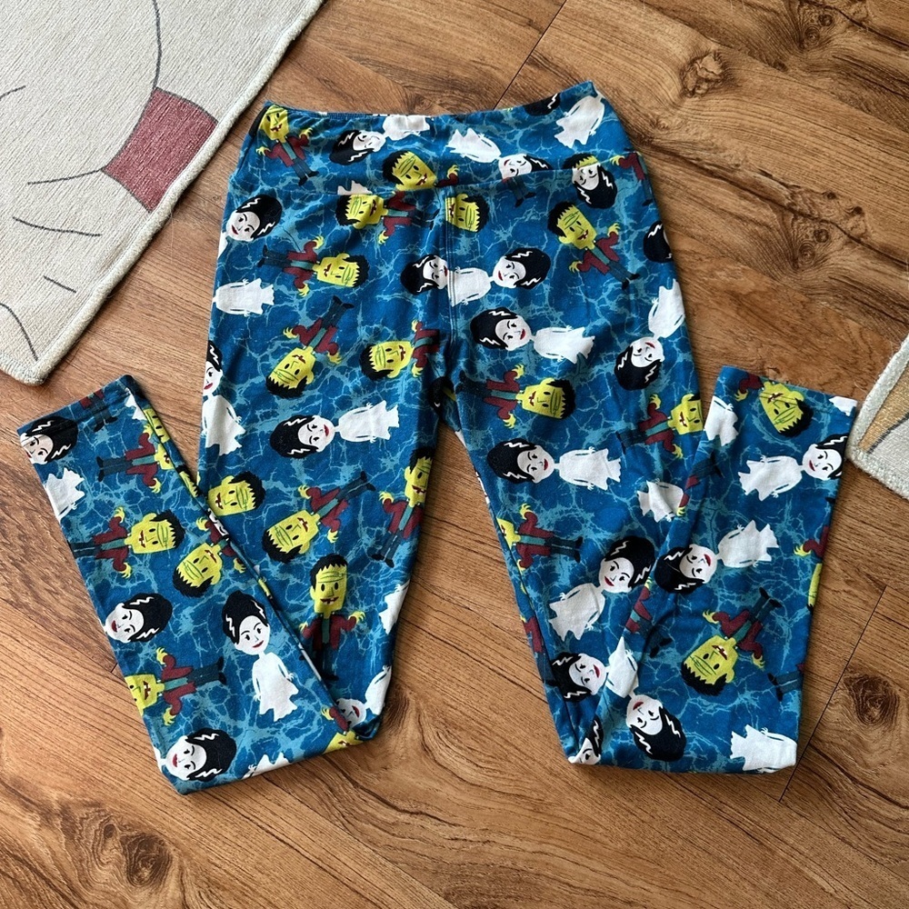 LuLaRoe Frankenstein & Bride of Frankenstein Halloween Leggings. One size